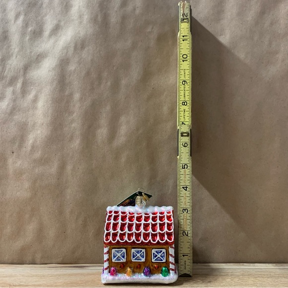 New! Old World Christmas Gingerbread Barn Tree Ornament Glass House - Picture 9 of 9